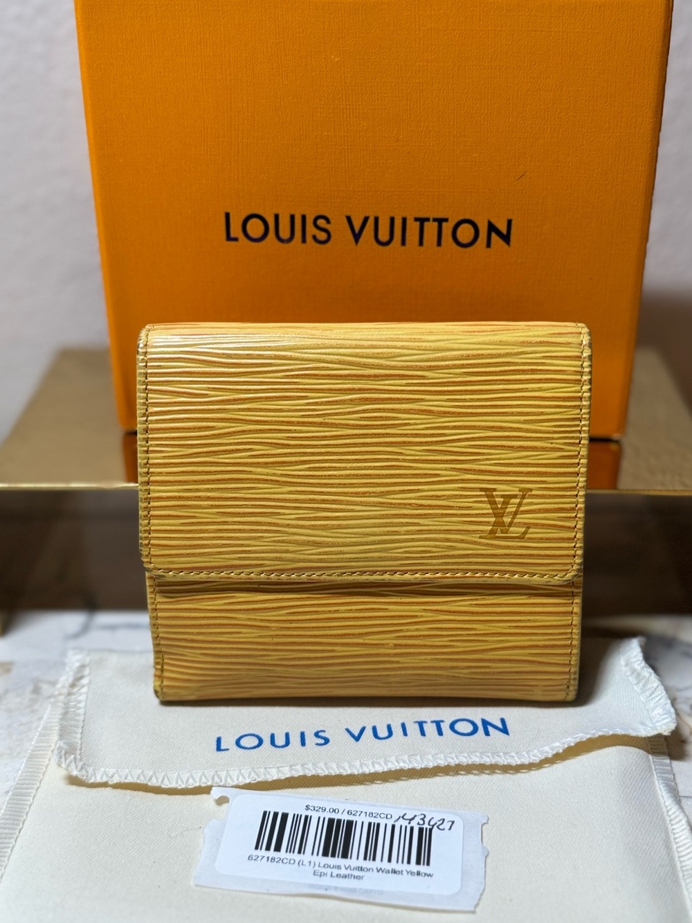Louis Vuitton Yellow Epi Leather Bi-Fold Wallet